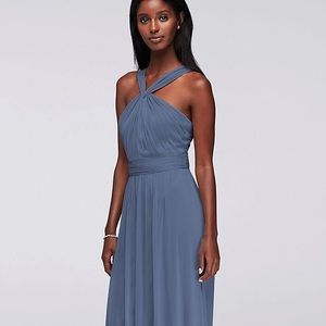 david’s bridal y-neck halter dress
